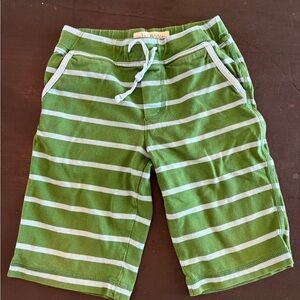 Mini Boden 100% Cotton Green and Blue Striped Shorts